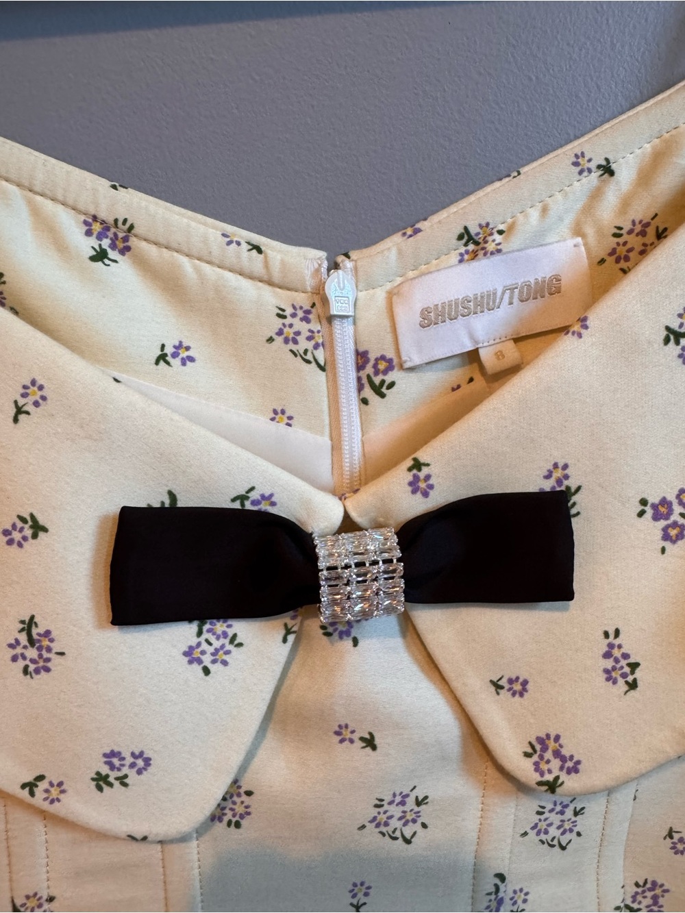 Off-Shoulder Yellow Floral Mini Dress - Picture 5 of 7